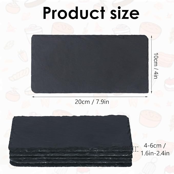 13 Pack 4 x 8 Inch Slate Cheese Boards, Black Rectangle Slate Charcuterie Boards, Natural Charcuterie Stone Plates for Parties, Gifts, and Special Events, Cheese, Sushi, Food.