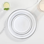 AOZITA 200Pcs Silver Plastic Plates, Disposable Plastic Party Plates - Image 5