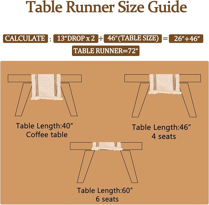 Boho Table Runner 48 Inches Long Summer Decorations Farmhouse Macrame Table - Image 3