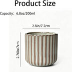 Japanese Ceramic Mug, Vintage Tea Cup 6oz Striped Cup No Handle Drinking Cup - Image 3