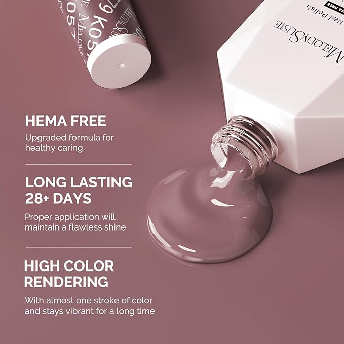MelodySusie Hema Free Gel Nail Polish, 0.5 Fl Oz Thick Deep Rosy Nude Gel Polish, Non-Toxic, Long Lasting, Soak Off UV Nail Polish, Manicure Nail Design Salon DIY Nail Art at Home K0579