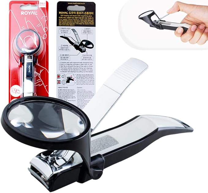 [Made in Korea] ROYAL Smart Nail Clipper with Multi-Features SMC-17, Catcher (Black & Magnifier)