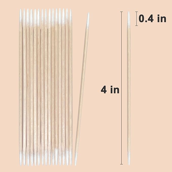 600 Pcs Double Pointed Cotton Swabs for Nails, 4 Inch Lint Free Microblading Cotton Swab for Makeup, Nail Polish Clean Up Tool, for Beauty, Precision Makeup and Craft Applicators