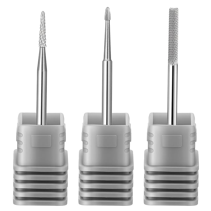 Nail Drill Bit Set, 3Pcs Carbide Cuticle Bit for Nails Drill, Professional Nail Buffer Bits for Manicure Pedicure Cuticle,Dead Skin Gel Polish Remover Tool, Nails Supplies for Home & Salon