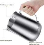 Milk Frothing Pitcher, 50oz Steaming Pitcher Stainless Steel Espresso Machine - Image 2