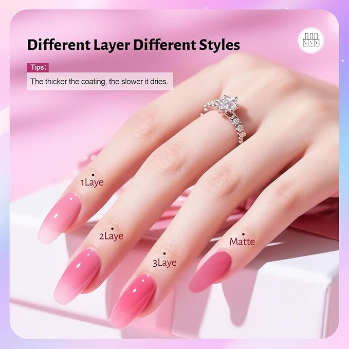 Jelly Nail Polish Set, 10 Color With 2PCS Base and Top Coat Nail Polish