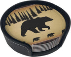Polar Bear Pine Tree Premium Leather Coasters Set of 6 - Image 3