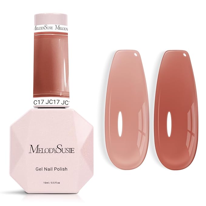 MelodySusie Brown Gel Nail Polish, 0.5Fl.oz Jeweliver Gel Polish Dark Brown Nude Color Coffee Soak Off UV LED Light Cure Gift for Women Girls Winter Nail Art Manicure DIY at Home JC17