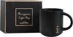 COLLECTIVE HOME Black Ceramic Coffee Mug, 15 oz Golden Monogram Tea Cup | - Image 2