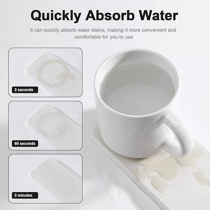 Water Absorbing Stone Tray for Sink | Quick Drying Diatomaceous Earth Coasters | Soap Dish Holder & Toothbrush Holder for Bathroom Counter | Hand Soap & Plant & Toiletries | White 2 Pack