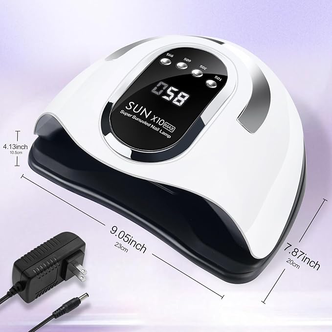 Wisdompark UV LED Nail Lamp 180W, UV Light for Gel Nails with 45Pcs Lamp Beads and Automatic Sensor/4 Timer Settings Professional Nail Dryer for Gel Polish Manicure Tools for Home Salon