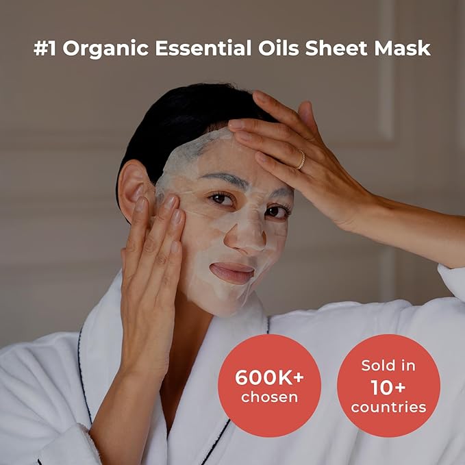 INNA ORGANIC Sheet Mask - Anti-aging & Tightening, EWG & COSMOS Certified (Pack of 5) | Frankincense Essential Oils Infused Skin Care | Luxury Clean Beauty