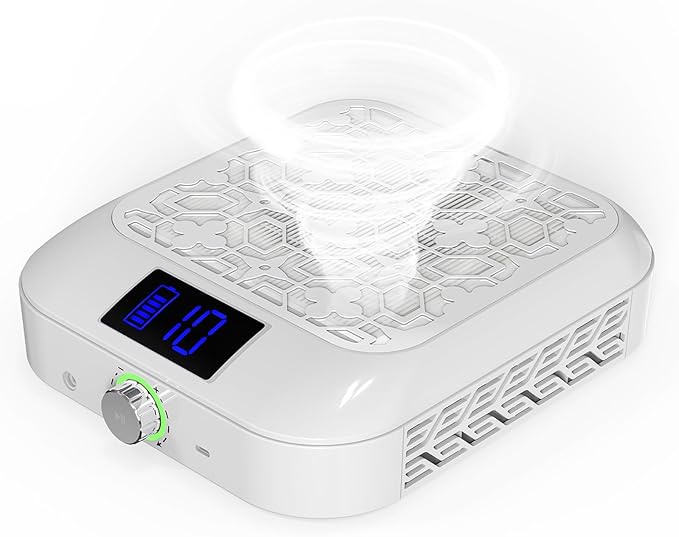 Cordless Nail Dust Collector for Nail Tech,Rechargeable Vacuum Cleaner Turbo Fan Quiet & Powerful Suction,Filing Debris Extractor for Acrylic Gel Polishing,Reusable Filter,Must Have Nails Art Tools