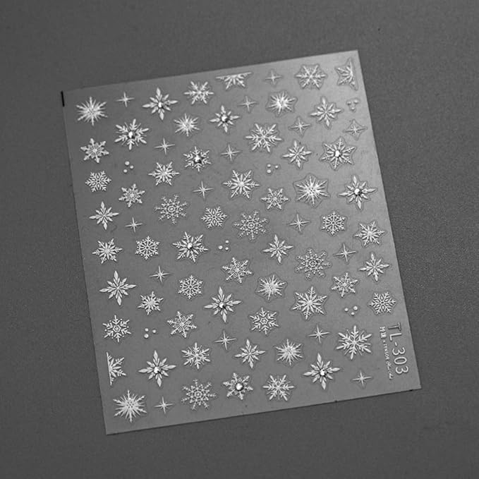 5D Embossed Snowflake Nail Sticker Silver Snowflake Christmas Nail Art Sticker Self Adhesive Nail Decals Shiny Rhinestone Nail Art for Women Girls Winter Holiday Manicure DIY Nails Supplies
