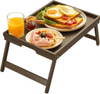 Bamboo Bed Tray Table with Foldable Legs, Breakfast Tray by Pipishell