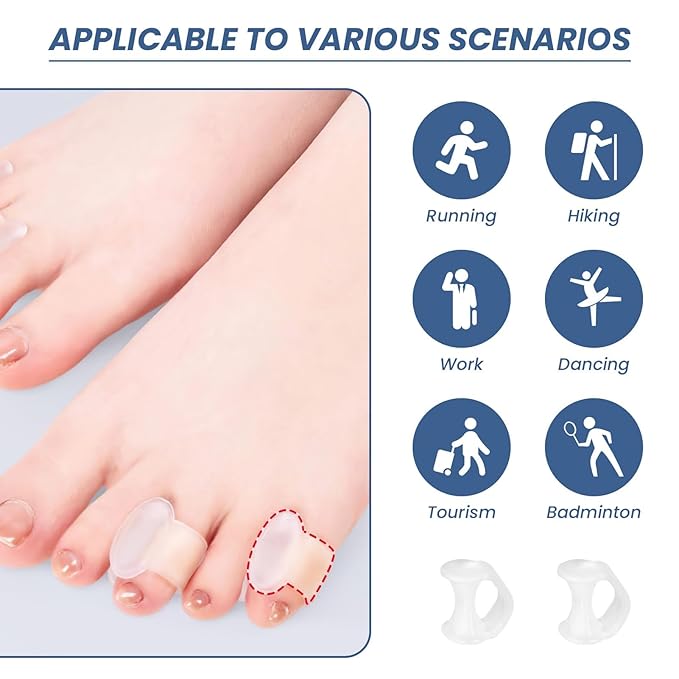 10 Pcs Gel Toe Separator, Pinky Toe Spacers Straightener Bunion Corrector Silicone Toe Separators for Toe Straightening and Relaxation for Women Men Correct Overlapping Toes
