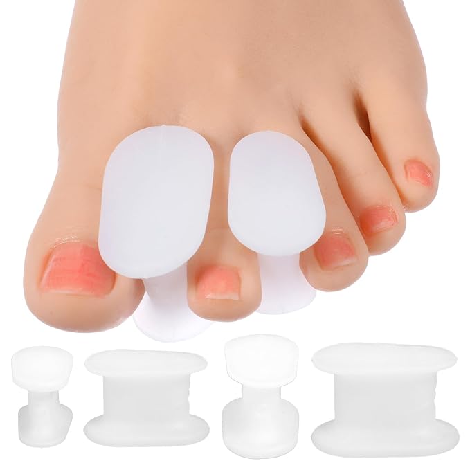 12 Pack Soft Gel Toe Separators for Women and Men, White Silicone Toe Spacers, Two Size Separators Toes Straighteners for Crooked Toes, Overlapping, Bunions, Calluses