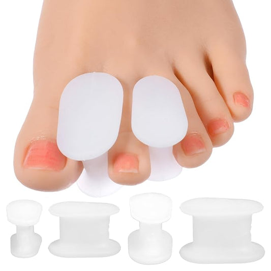12 Pack Soft Gel Toe Separators for Women and Men, White Silicone Toe Spacers, Two Size Separators Toes Straighteners for Crooked Toes, Overlapping, Bunions, Calluses
