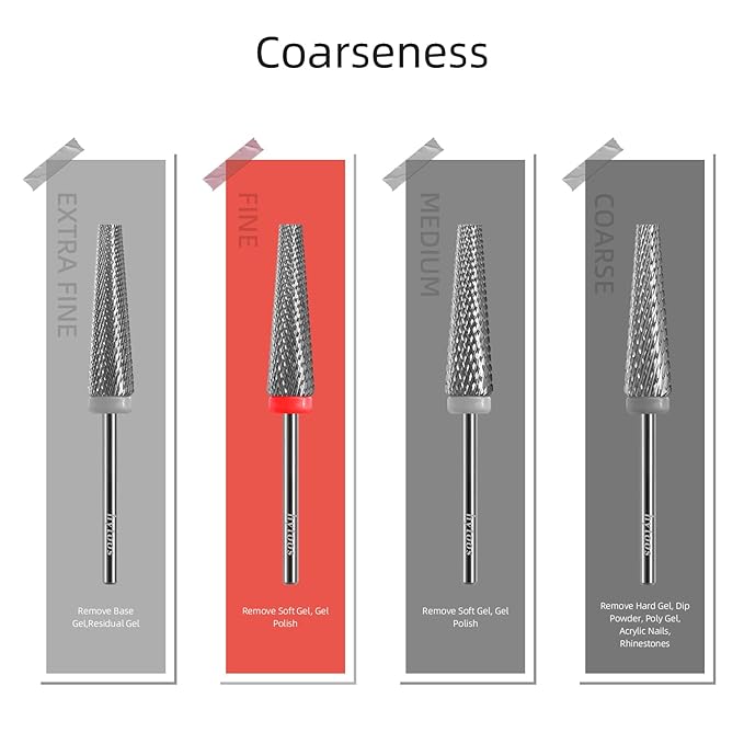 5 in 1 Nail Drill Bits, 24mm Flat Top Tapered Professional Tungsten Carbide Bit for Gel Polish & Base Removal, Electric File Manicure Drills Accessories Tool,F
