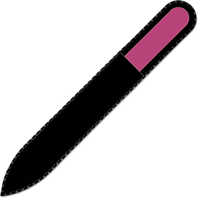 Color Crystal Nail File in Black Pouch - Czech Tempered Glass - Handmade in Czech Republic