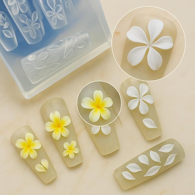 2 Pcs Flower Silicone Nail Art Molds for Women Resin Nail Design