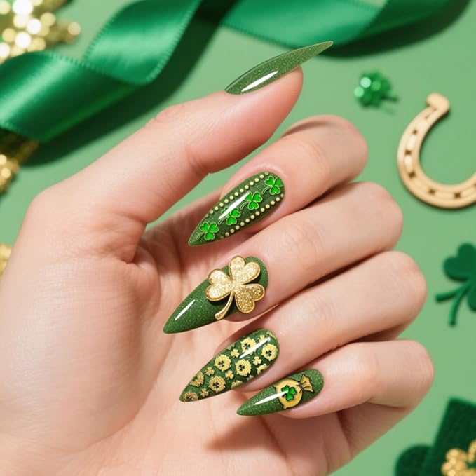 PH PandaHall 5pcs St. Patrick's Nail Stamping Plate Lucky Shamrock Nails Art Templates Rainbow Gnome Nails Image Stamp Clover Hat Nails Art Stencils for DIY Print Manicures Salon Design Decoation