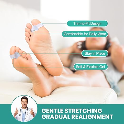 Welnove Pack of 12 Bunion Corrector, Toe Separators with 2 Loops, Big Toe Spacer Suitable for Bunion and Overlapping Toe (Violet)