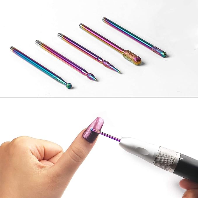 Pack of 30 Nail Drill Bits Colourful Diamond Professional Nail Cutter Attachments Removal Gel Acrylic Cuticle Tungsten Carbide Nail Drill for Manicure Pedicure