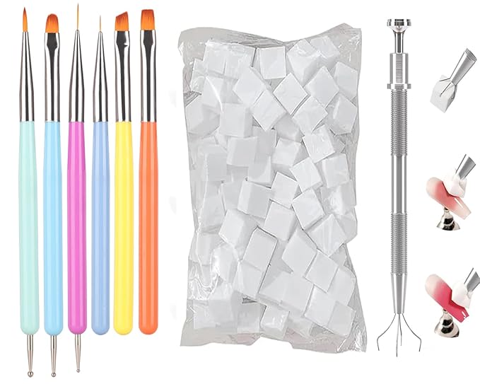 Sponge Pat Paint Nail Gel, 9 Colors Ombre Nails Gradient Gel Nail Blush Blooming Aura Nails Drawing Stripper Floral Painting Nail Art, No Wipe, UV/LED Curing (All-in-One Kit)