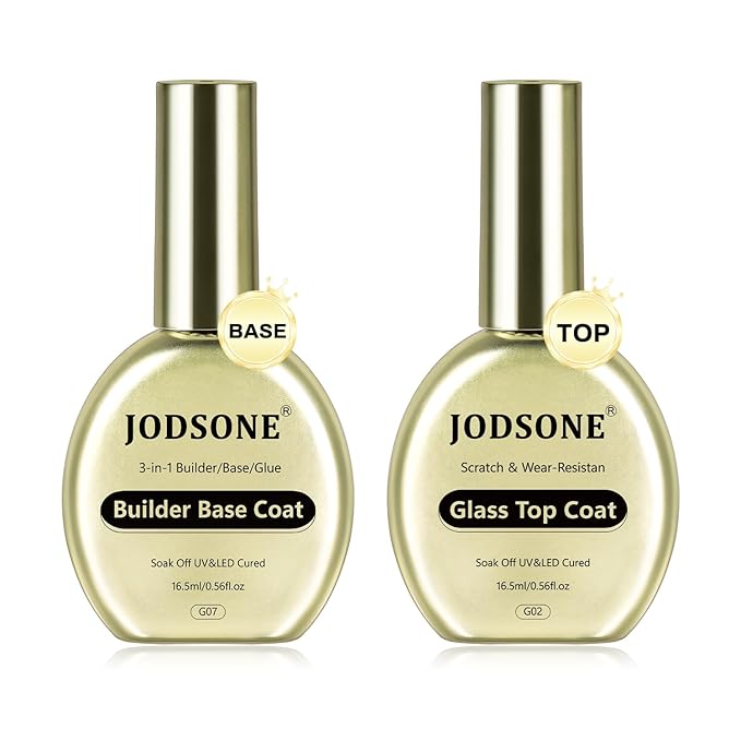 JODSONE Top Coat & Base Coat Gel Polish,2Pcs 16.5ml No Wipe Base Coat and Top Coat Set for Long Lasting Need U V Lamp Cured at Home DIY Nail Salon Girl Gift