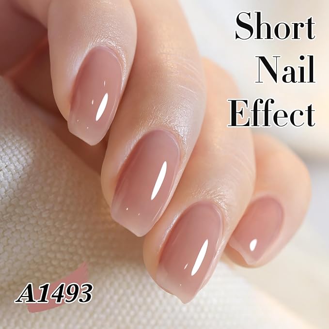 Double Rhythm Gel Polish 15ML Jelly Sheer Pastel Light Milky Color Pearl White Bottle 1 PC 0.5 OZ Full Size Nail Art Salon at Home (Dark Nude-D1493)