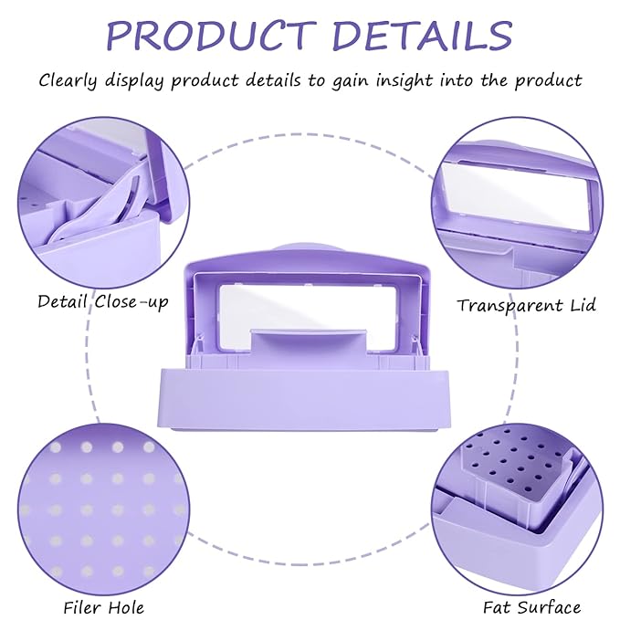 Gusnilo Nail Tool Sterilizer Box barbicide Disinfectant Jar Plastic Disinfectant Container Suitable for Nail Tools Hair Salons Beauty Centers and Manicure and Nail Equipment(Purple)