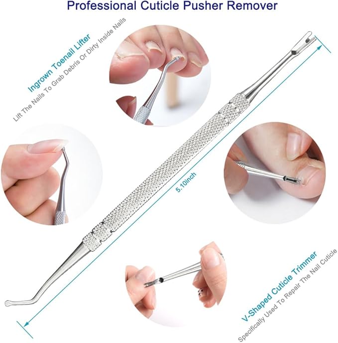Cuticle Trimmer with Cuticle Pusher, 7PCS Professional Cuticle Remover Cutter Nippers Clippers and Premium Stainless Steel Durable Manicure Tools Kit for Toenails and Fingernails