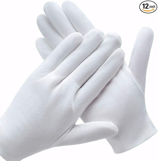 6 Pairs White Cotton Gloves for Dry Hands Eczema SPA Moisturizing - Work Glove Liners for Serving Costume Inspection