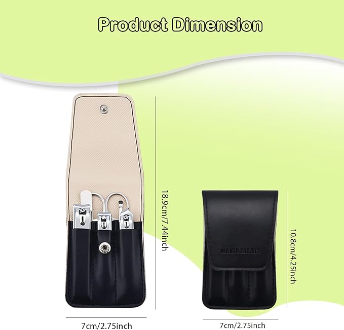 Nail Clippers Set, 6 Pcs Toenail Clippers Stainless Steel Fingernail Clippers Manicure Set with Leather Case, Idea Gift for Men Women Mom Dad Christmas Birthday, Black