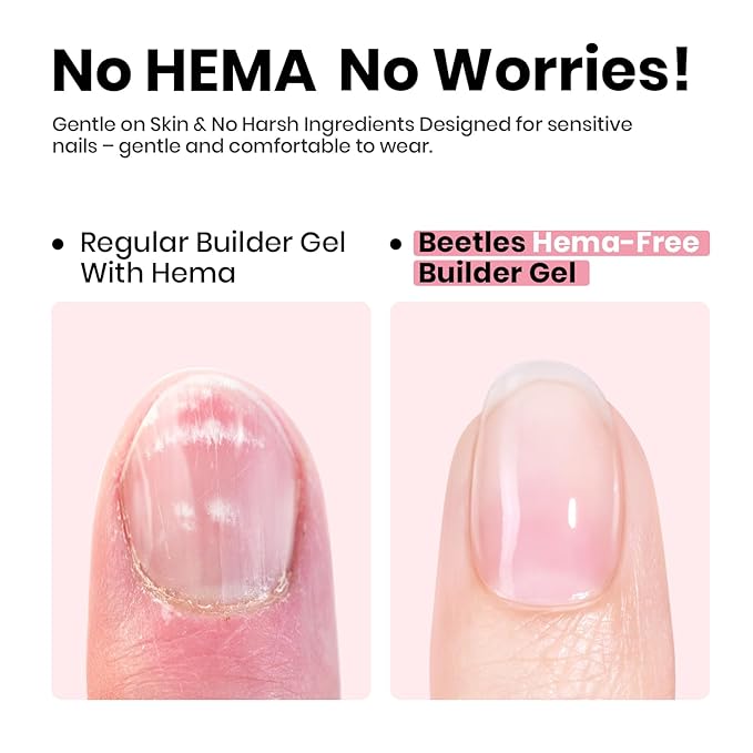 Beetles Builder Gel for Nails HEMA-Free,Pristine Grace Nude Pink 7 in 1 Strengthening Apex Building Nail Extension for Beginners DIY Salon at Home,Nude Builder Nail Gel,Fall Nails,UV & LED Lamp Needed