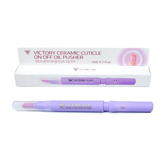 1PCS Ceramic Cuticle On/Off Oil Pusher Cuticle Pusher (Light purple)