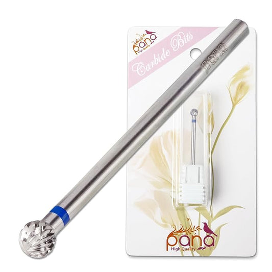 PANA 3/32" Carbide Cuticle Nail Drill Bit for Cuticle Cleaning, Dead Skin Removal, Gel Polish & Acrylic Removal, Under Nail Cleaner, Nail Salon, Manicure Tools (Small Ball Head - Silver, Medium)