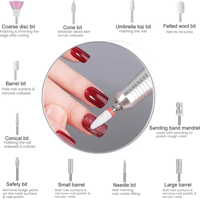 Electric 45000RPM Nail Drill Machine Rechargeable Portable Nail File Electric DIY Nail Drill Kit with Smart LCD Screen for Gel Nail Manicure and Pedicure Reflective Body etc(Dazzle)