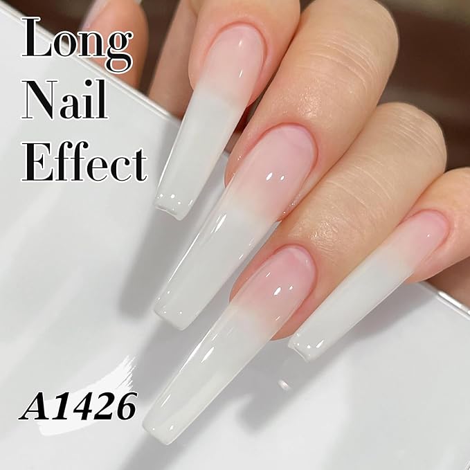 Double Rhythm Gel Nail Polish Set of 6 Colors Baby Light Pastel Milky Nail Polish Starter Kit Art DIY Salon Home (Jelly Sheer Pink Nude White,Kit37)