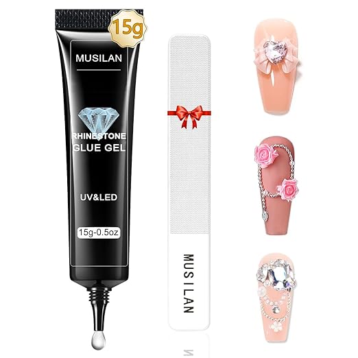 Nail Rhinestone Glue,Super Strong Rhinestones Gel Nail Glue for 3D Nails Beads Stickers Stones Crystals Diamond Art Jewels 3D Decorations Tools,Cured Need