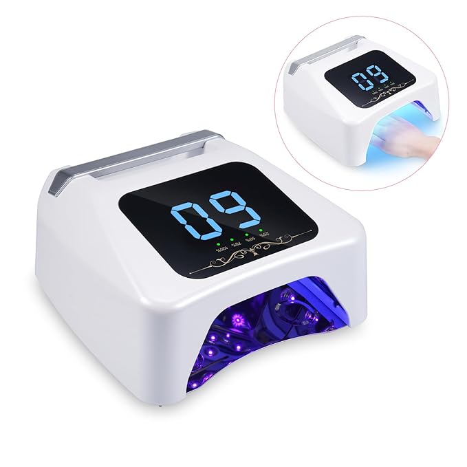 72W UV LED Nail Lamp Quick Drying Gel Nail Dryer with 4 Timer Settings Smart IR Sensor Nail UV Light for Gel Polish Gel Curing Lamp for Toes Nails Compatible with All Gel Type