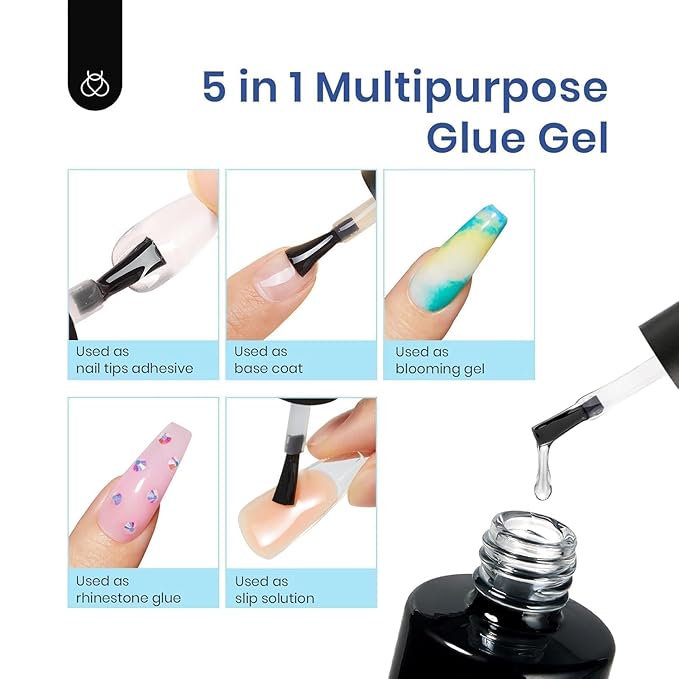 Beetles Gel Nail Kit Easy Nail Extension Set 504Pcs Pre Filed Half Matte Short Square Soft Etch X Nail Tips with 5 in 1 Nail Glue Gel Uv Led Lamp Nail for Women