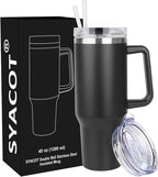 SYACOT 40 oz Tumbler with Handle and Straw Stainless Steel Insulated Tumbler by SYACOT