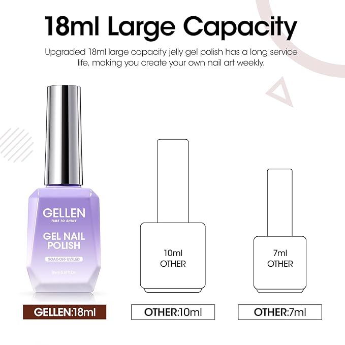 Gellen Brown Gel Nail Polish 18 ML Dark Brown Gel Polish Chocolate Coffee Nail Polish Gel Fall Winter Soak Off U V LED Nail Lamp Gel Polish for French Nails Home Salon DIY Manicure, 0.61 Fl Oz