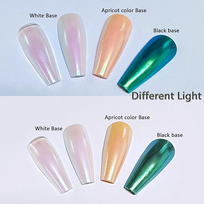 Holographic Nail Powder - White Pearl Chrome Dust, Fairy Dust Glitter, Pearl Pigment