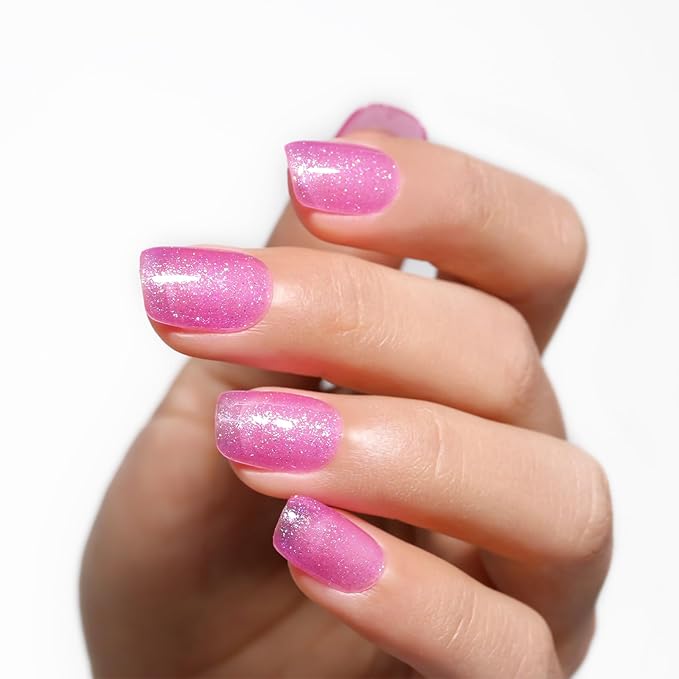 Imtiti Gel Nail Polish Sheer Glitter Purple 3 in 1 One Step Color Soak Off UV LED Spring Summer Art Starter Manicure Salon DIY at Home, 0.5 Fl Oz
