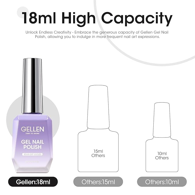GELLEN Jelly Gel Nail Polish, Glitter White Gel Polish Sparkle White Nail Polish for Gift Soak off LED Nails Manicure Kit for Salon Home, 18ml 0.61 Fl.oz