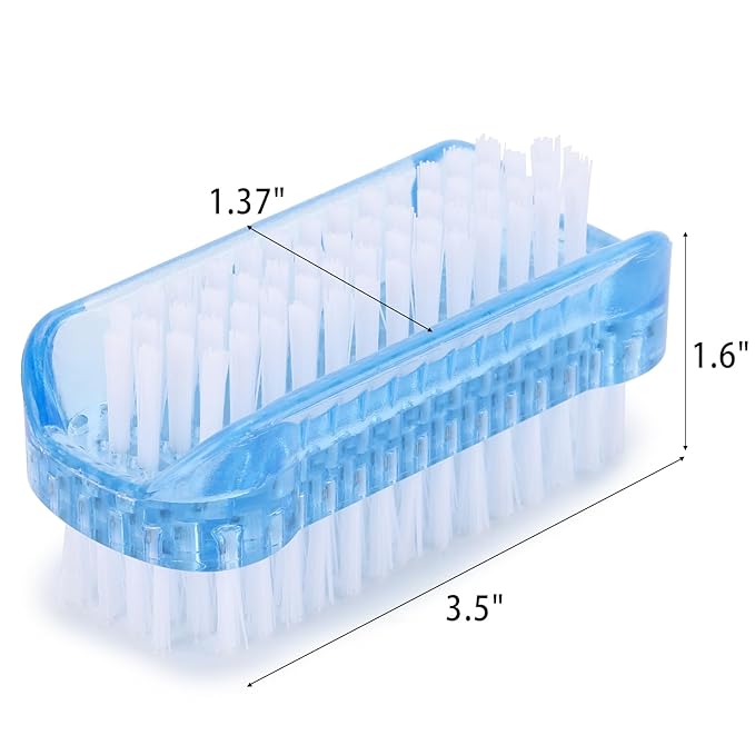 Nail Cleaning Brushes Plastic for Fingernails 2-Sided Non-Slip Nail Brushes 4 Pack(Blue and White)
