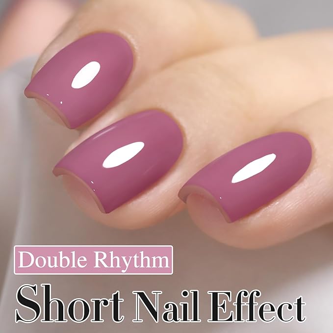 Double Rhythm Gel Polish 15ML Jelly Sheer Pastel Light Milky Color Pearl White Bottle 1 PC 0.5 OZ Full Size Nail Art Salon at Home (Wine Purple-D1469)